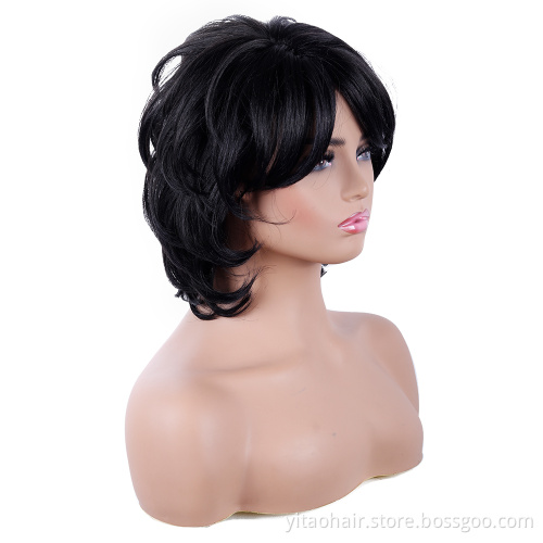 Pixie Cut Short Black Synthetic Wigs For Women With Highlights Stylish Very Short Pixie Cut Synthetic Black Natural Color Wig